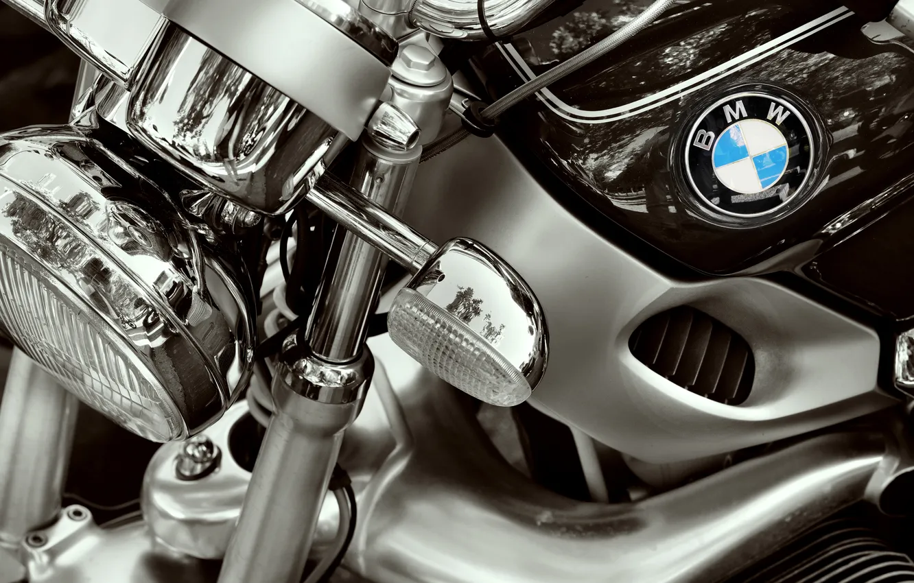 Photo wallpaper logo, BMW, motorcycle, wallpaper, chrome, detail