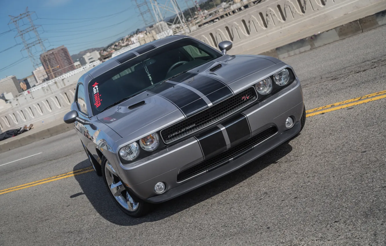 Photo wallpaper Dodge, Challenger, bridge