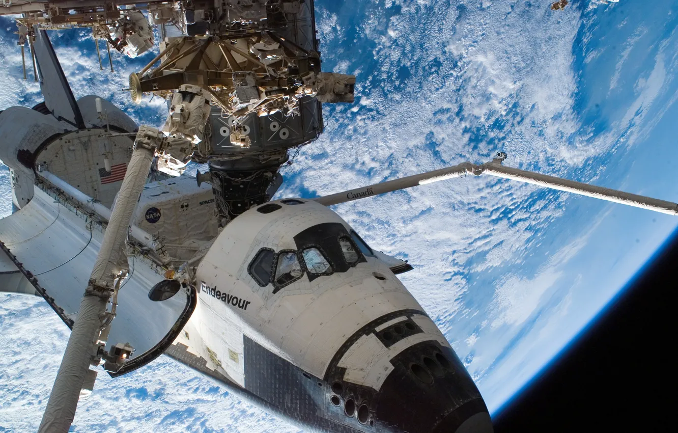 Photo wallpaper space, earth, planet, space Shuttle endeavour