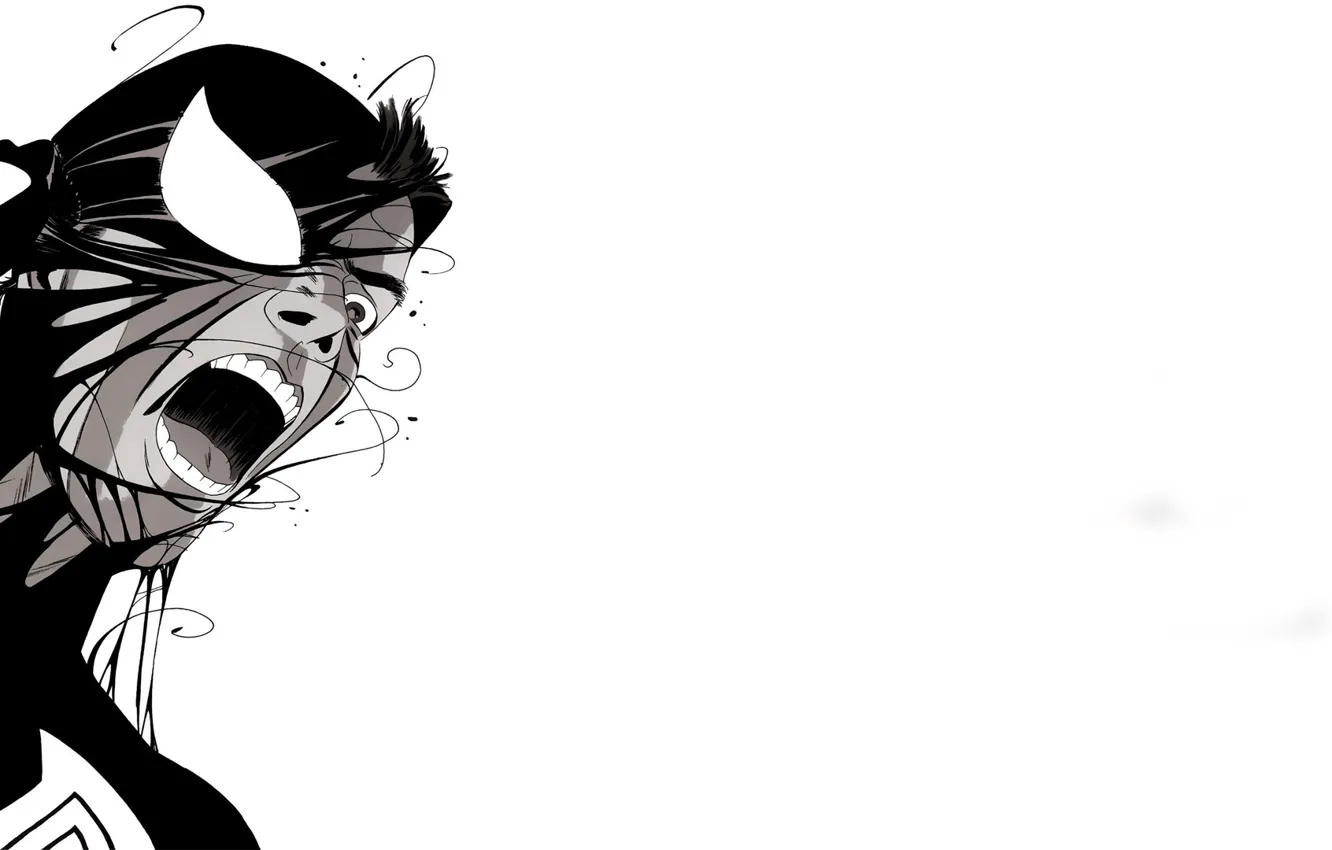 Photo wallpaper face, white background, black and white, comic, Marvel Comics, Spider-Man, Venom, Venom