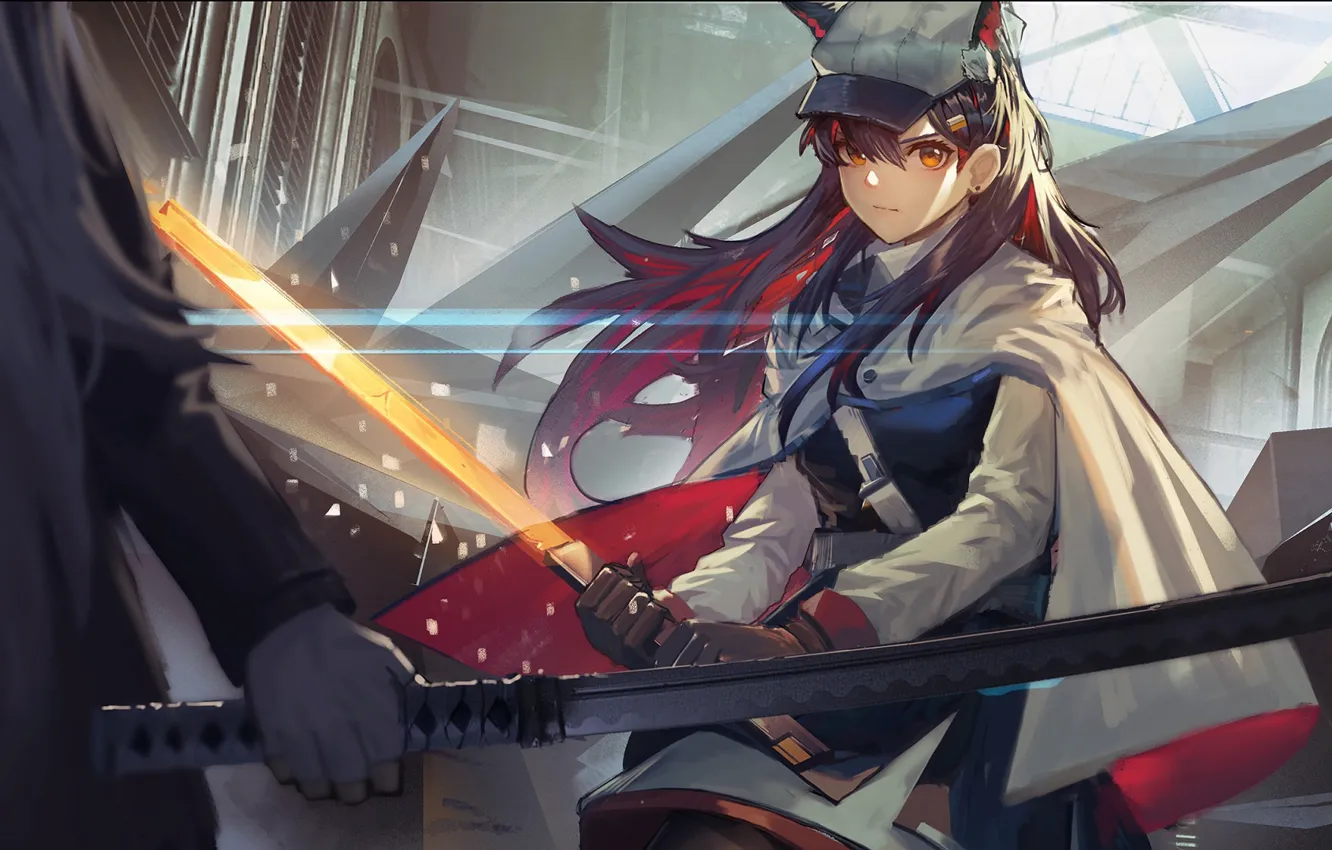 Photo wallpaper girl, sword, Arknights