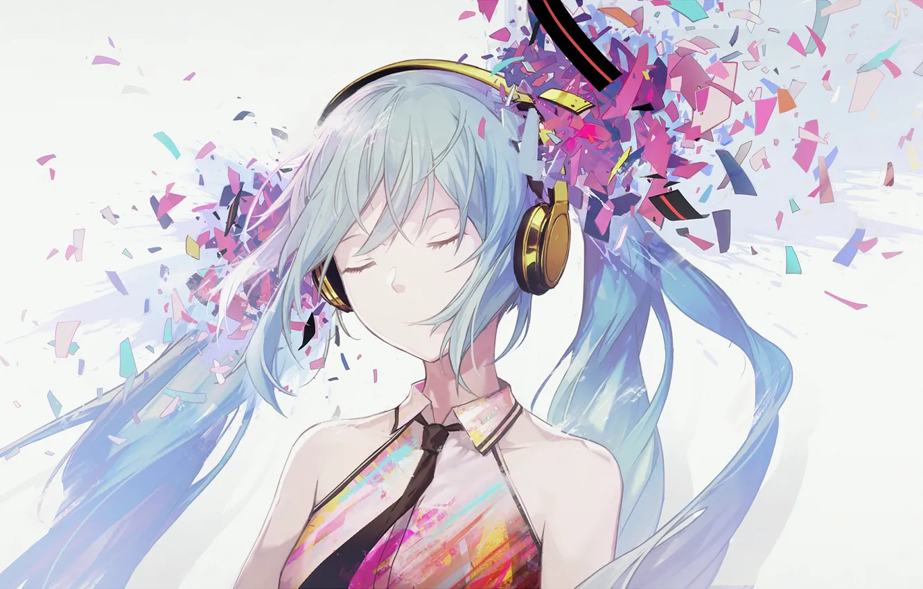 Photo wallpaper fragments, Hatsune Miku, Vocaloid, Vocaloid, blue hair, Hatsune Miku