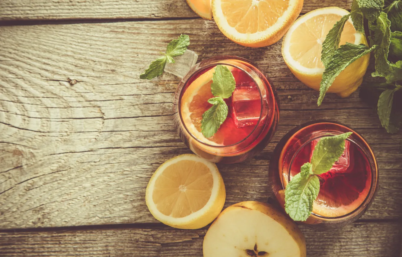 Photo wallpaper ice, lemon, red, drink, wine, drink, cocktail, alcohol