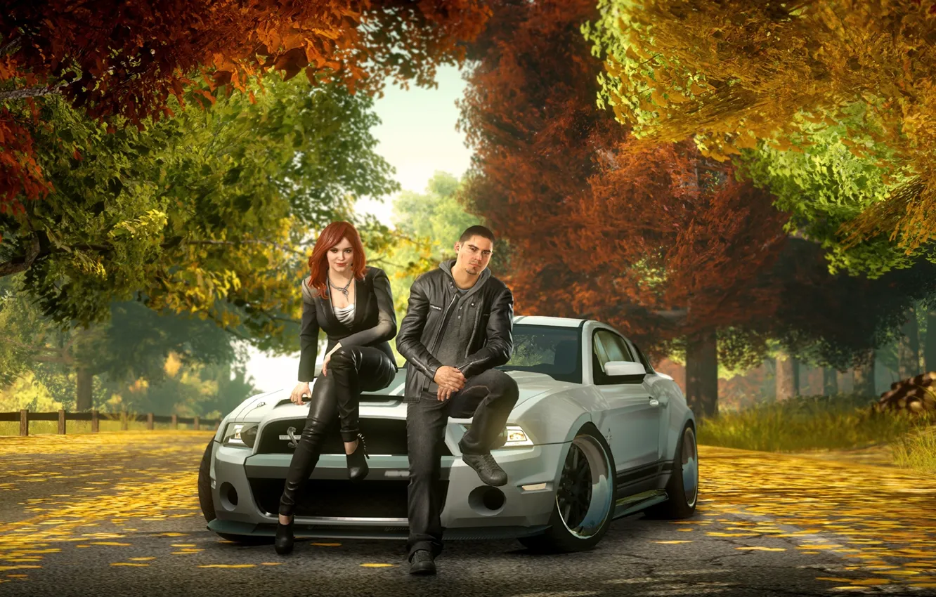 Photo wallpaper machine, autumn, Ford Mustang, Need for Speed The Run, sam jack