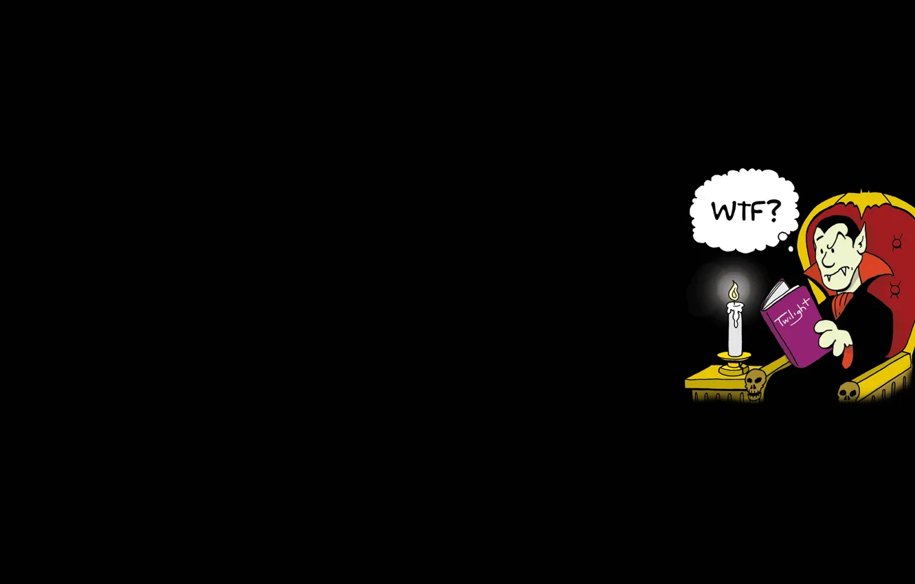 Photo wallpaper the inscription, minimalism, candles, vampire, book, black background, twilight, sitting