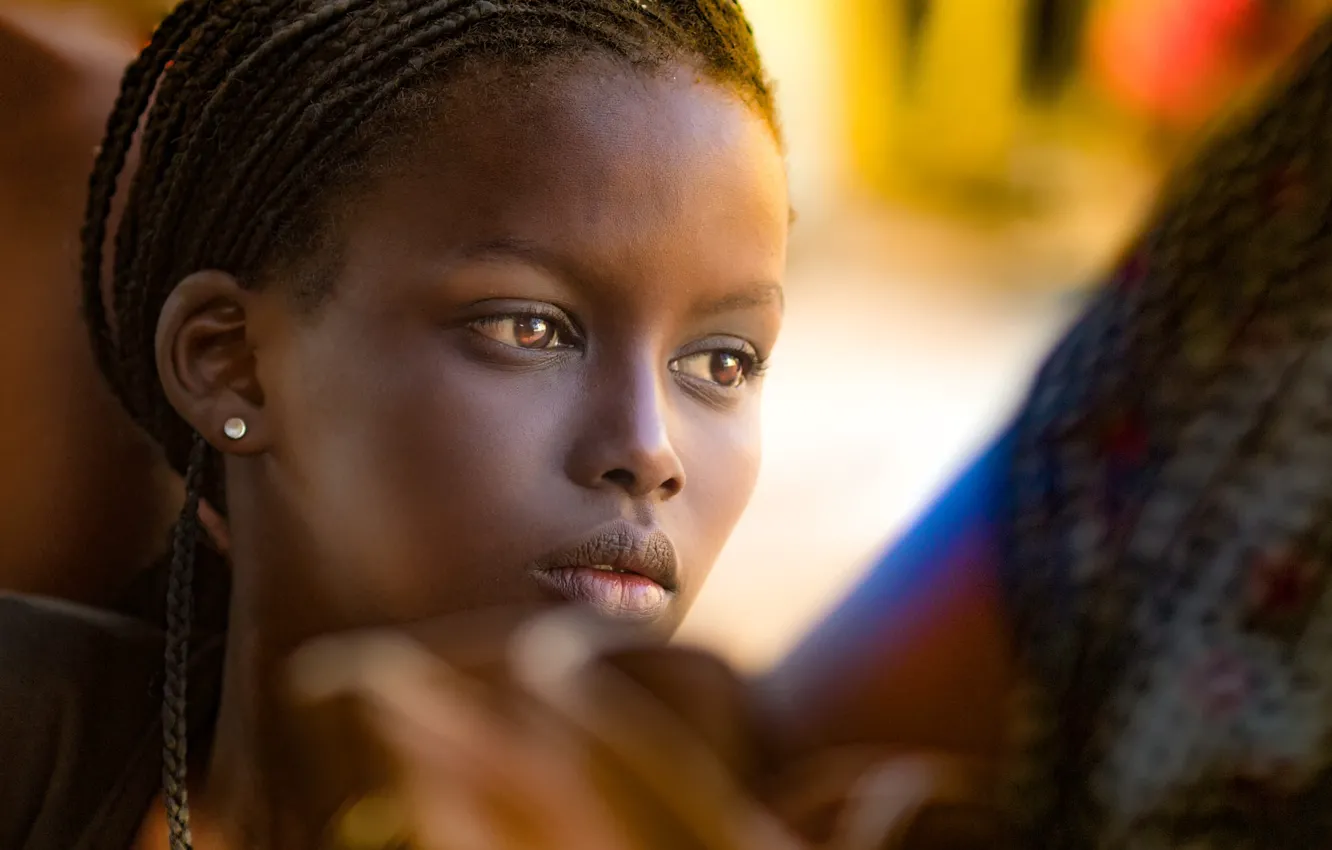 Photo wallpaper braids, black girl, Joachim Bergauer