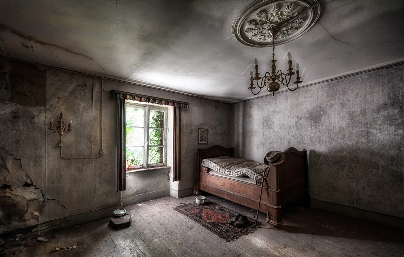 Photo wallpaper room, bed, window