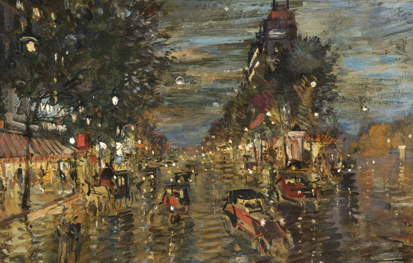 Photo wallpaper street, picture, the urban landscape, Konstantin Korovin, Paris By Night