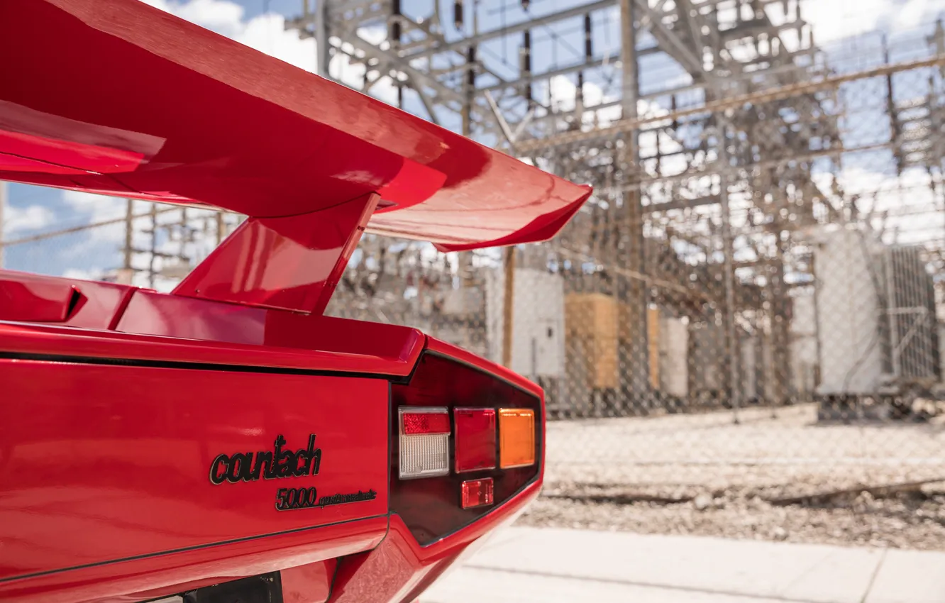 Photo wallpaper Red, Lamborghini Countach, Wing