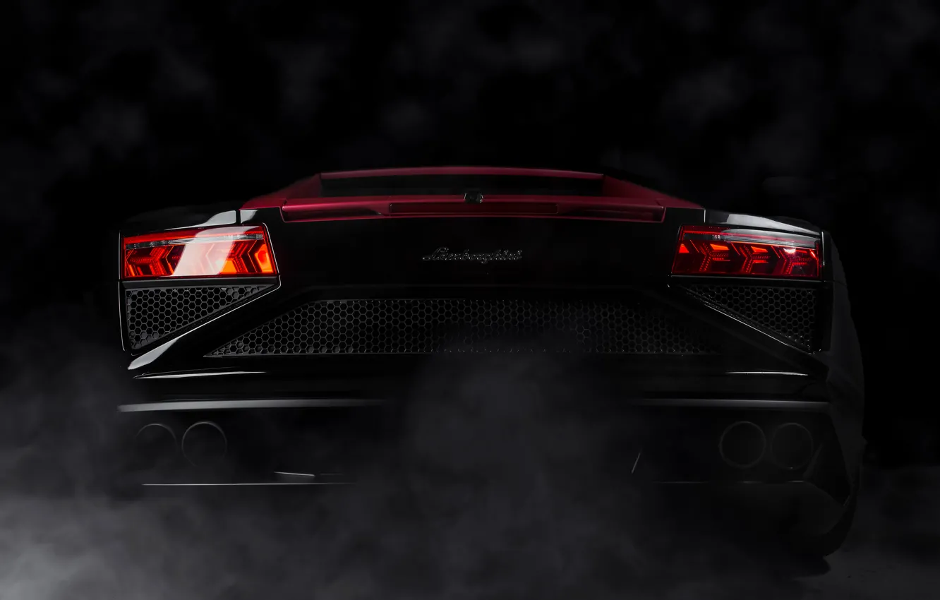 Photo wallpaper black, Lamborghini, Gallardo, black, Lamborghini, rear, Gallardo