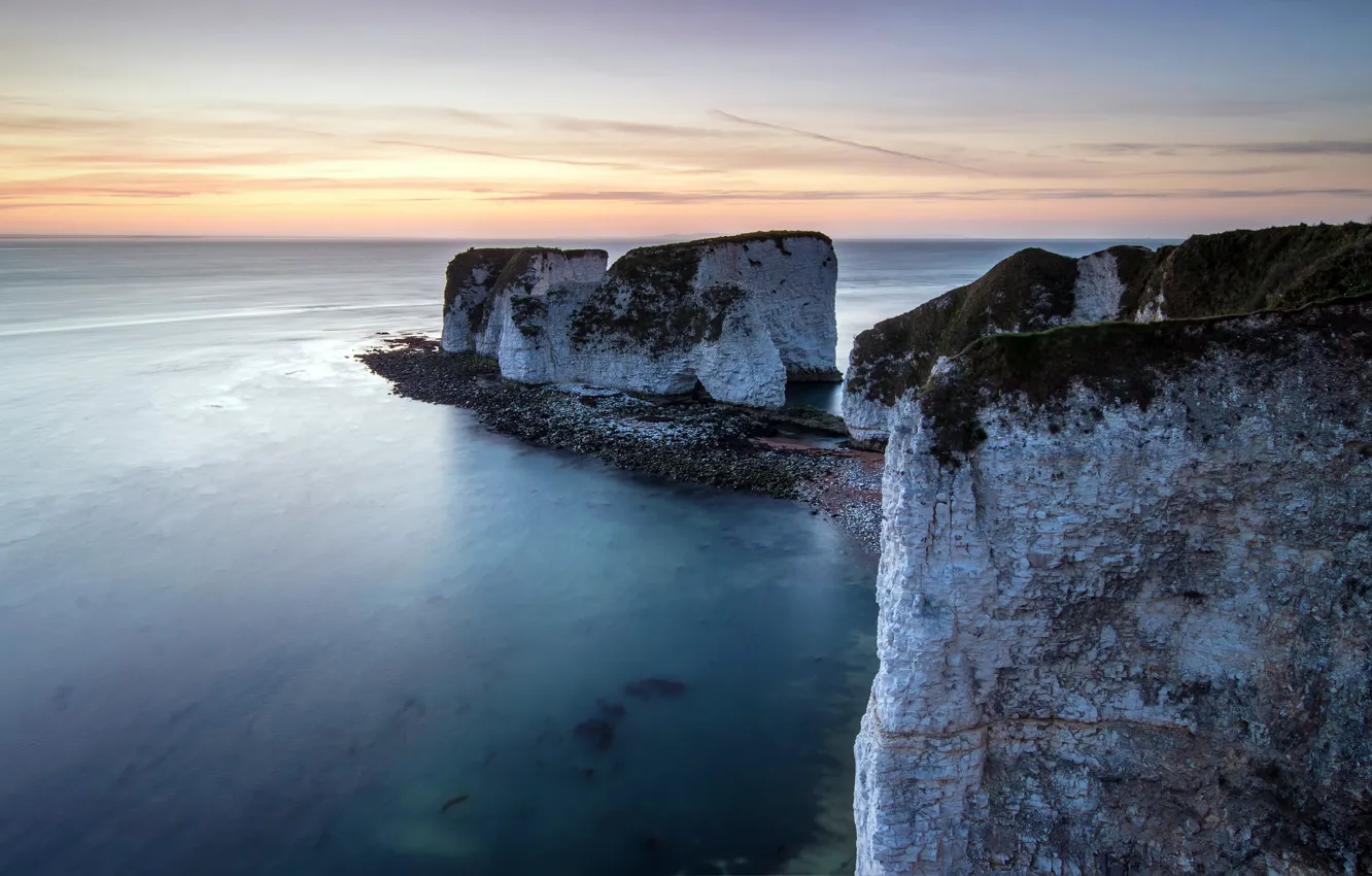Photo wallpaper sunrise, Dorset, Old Harry Rocks