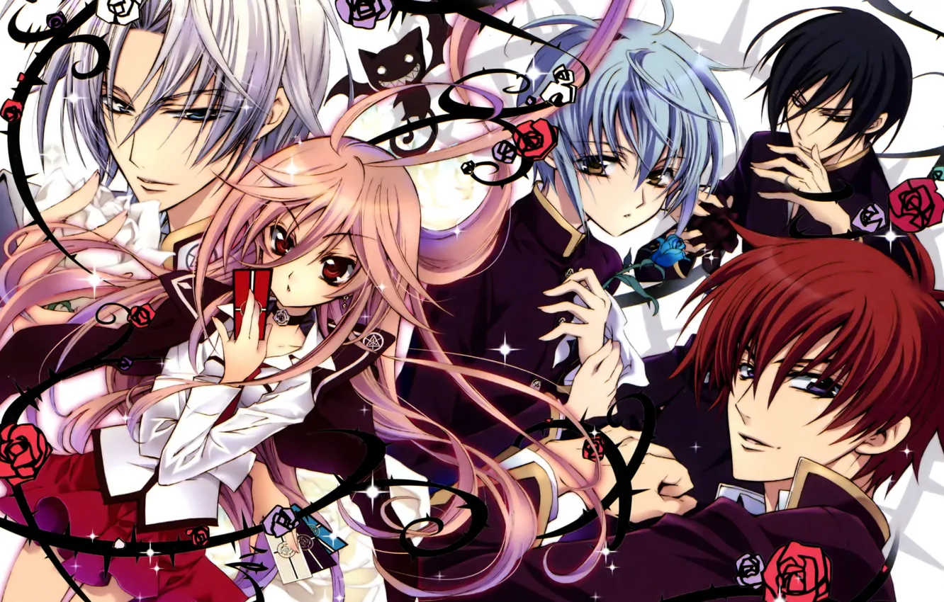 Photo wallpaper roses, spikes, card, anise yumamoto, seiran asagi, kaede higa, mutsuki kurama, mitsuru tenjoh