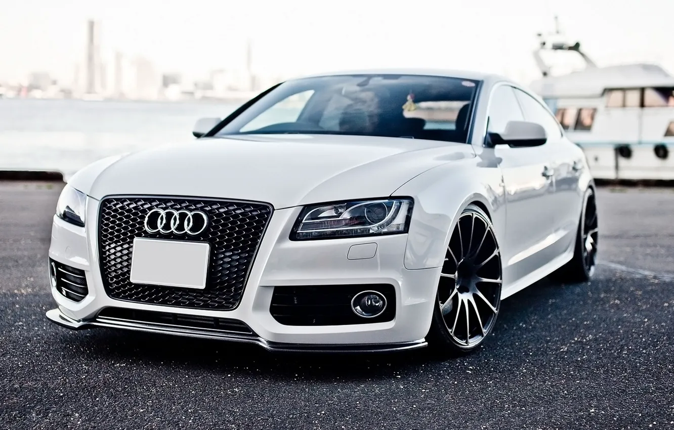 Photo wallpaper Audi, audi, white, tuning, the front