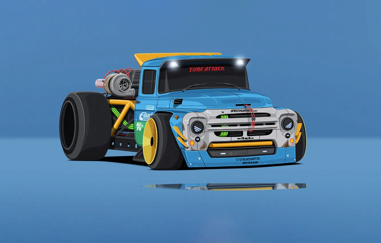 Photo wallpaper car, machine, auto, tuning, Truck, ZIL, Minimalism, DizePro