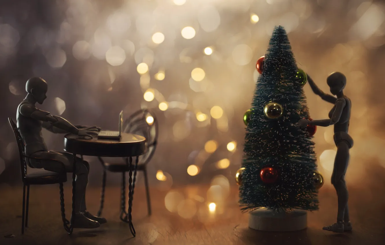Photo wallpaper toys, tree, Christmas preparations
