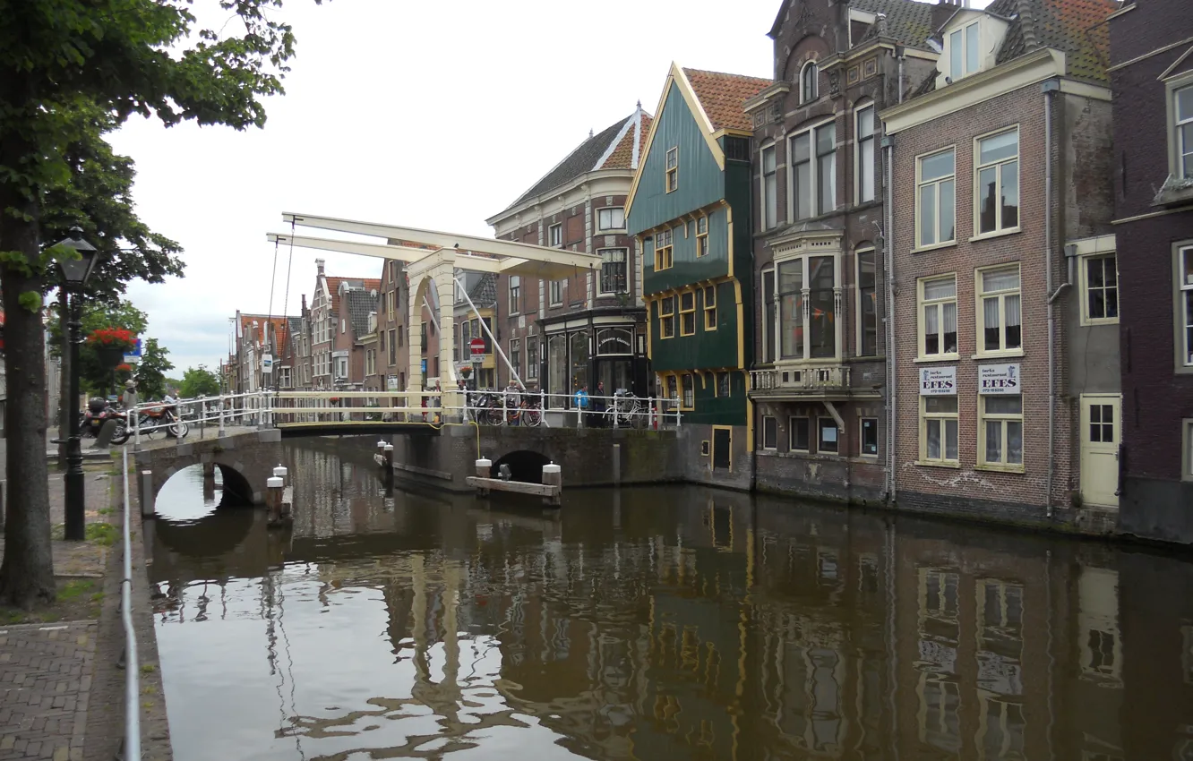 Photo wallpaper bridge, building, home, channel, Holland, bridge, Holland, canal