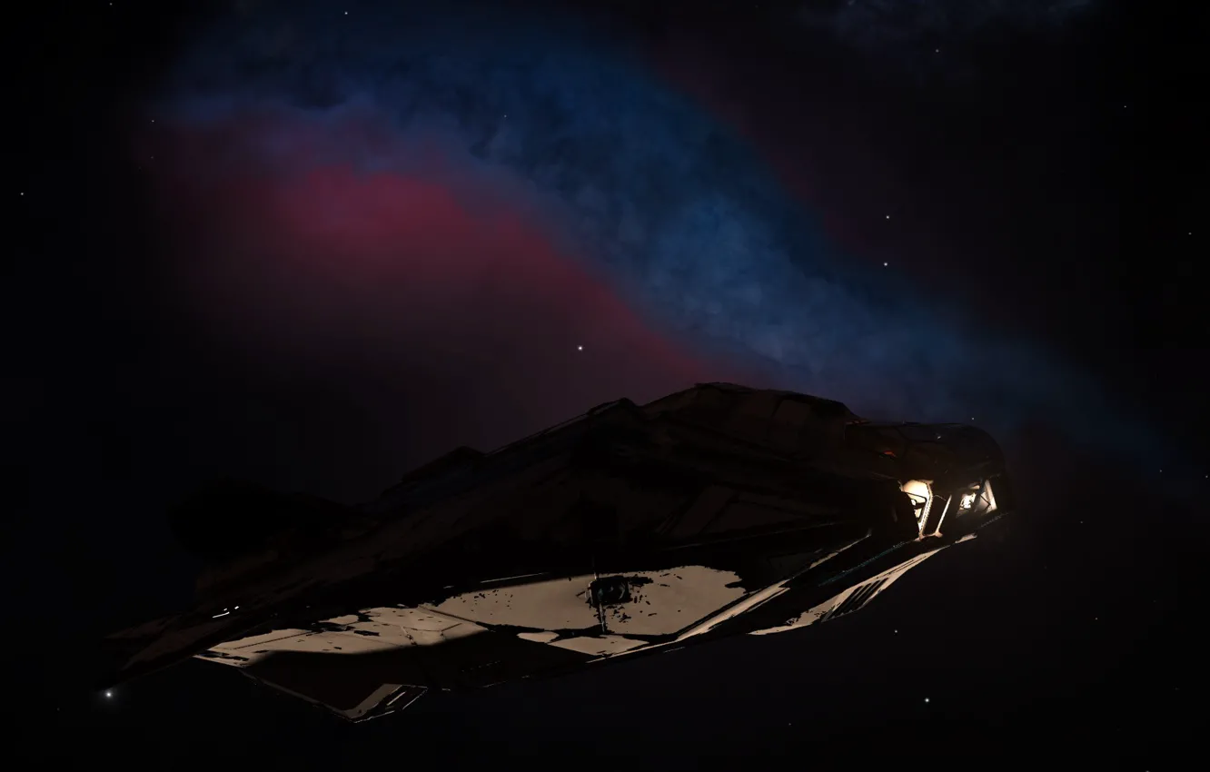 Photo wallpaper ship, The game, NGC 6960, Elite: Dangerous, The Witch's Broom Nebula, ASP EXPLORER