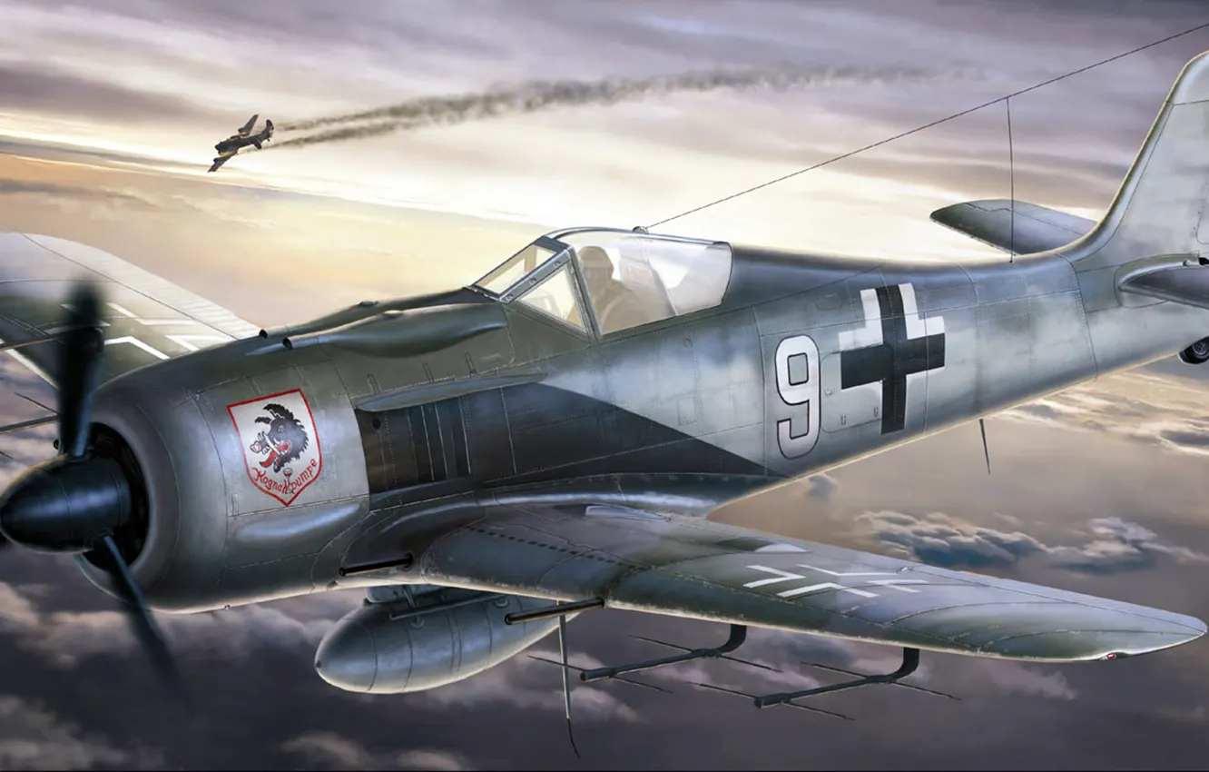 Photo wallpaper figure, Luftwaffe, night fighter, Focke-Wulf, Fw 190A, Night Jager