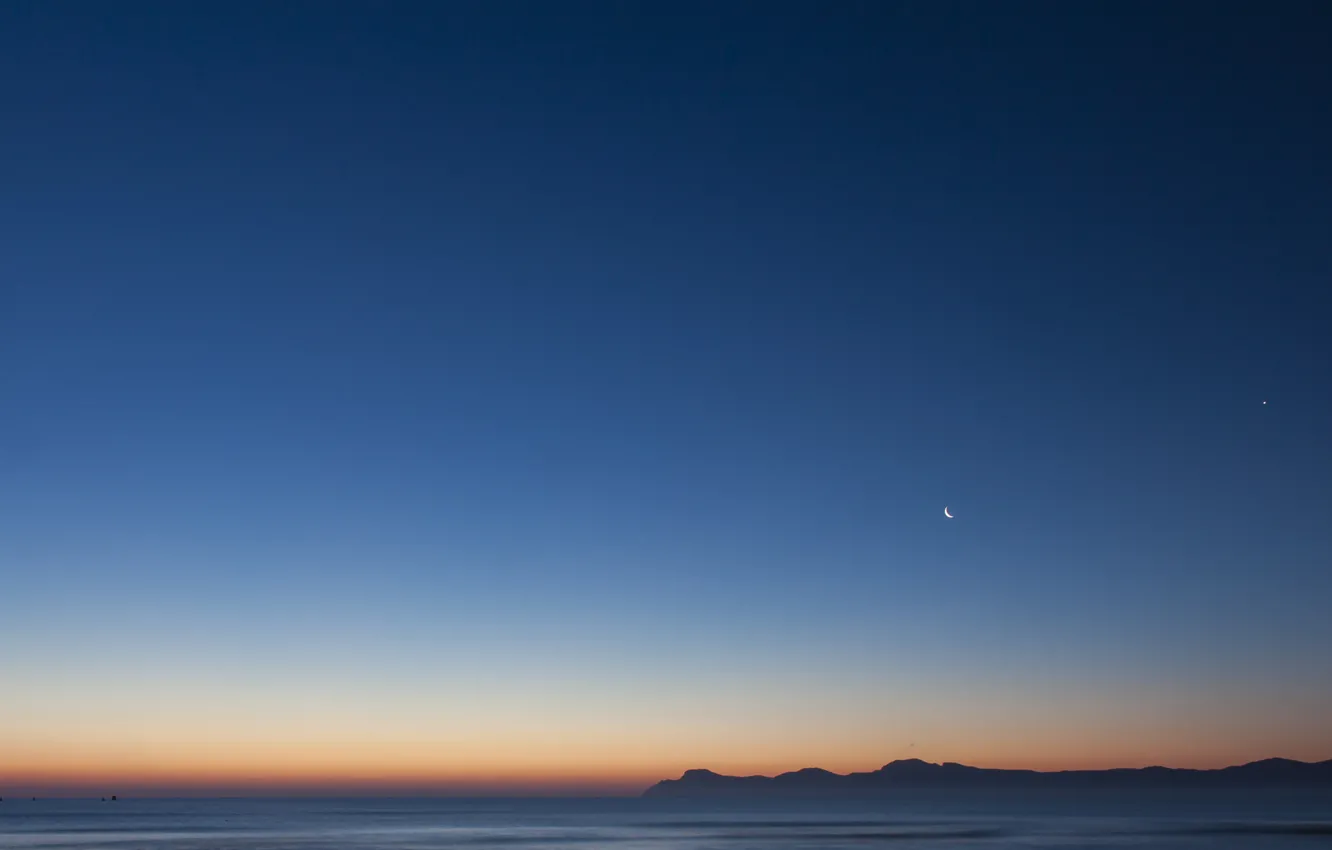 Photo wallpaper the sky, night, a month, twilight