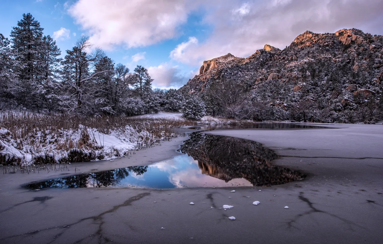 Photo wallpaper landscape, mountains, lake
