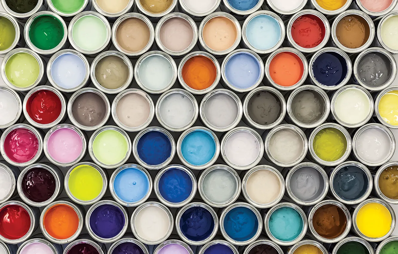 Photo wallpaper colors, paints, variety, cans
