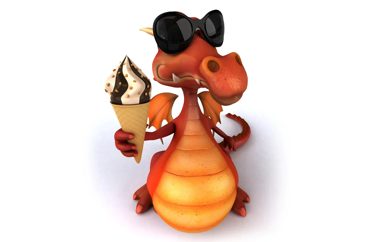 Photo wallpaper dragon, funny, ice cream, Character