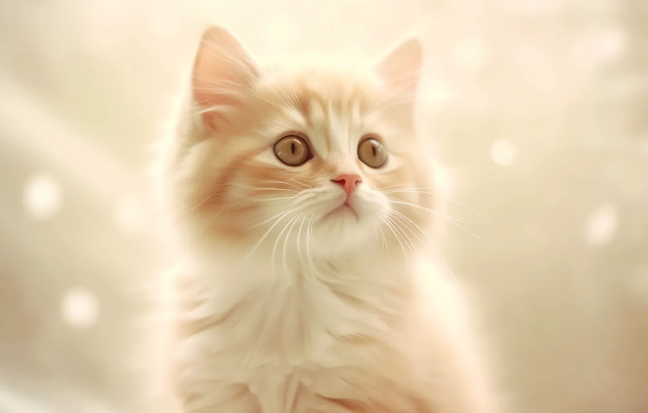 Photo wallpaper cat, white, look, pose, sweetheart, portrait, gentle, kitty