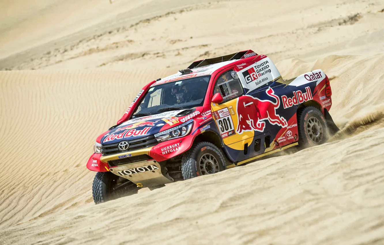 Photo wallpaper Sand, Auto, Sport, Machine, Speed, Race, Toyota, Hilux