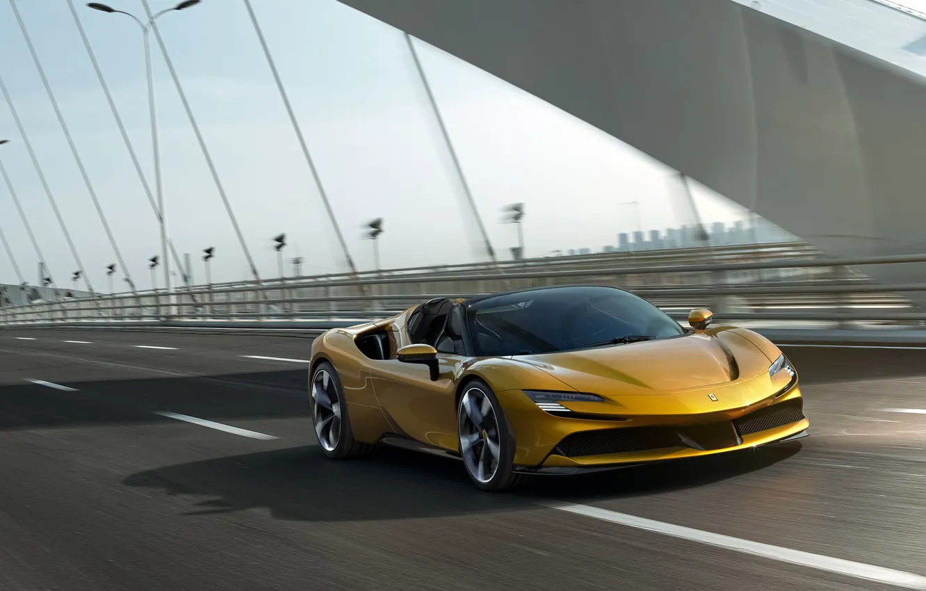 Photo wallpaper bridge, Ferrari, supercar, Ferrari, Spider, 2021, SF90