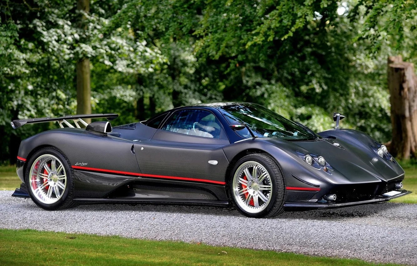 Photo wallpaper road, grey, supercar, carbon, Pagani, the front, Pagani, Probe