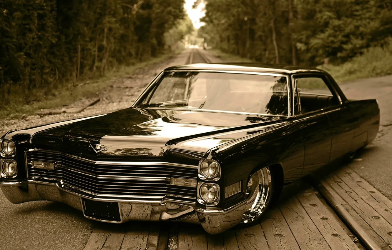 Photo wallpaper Cadillac, low rider, retro car, City