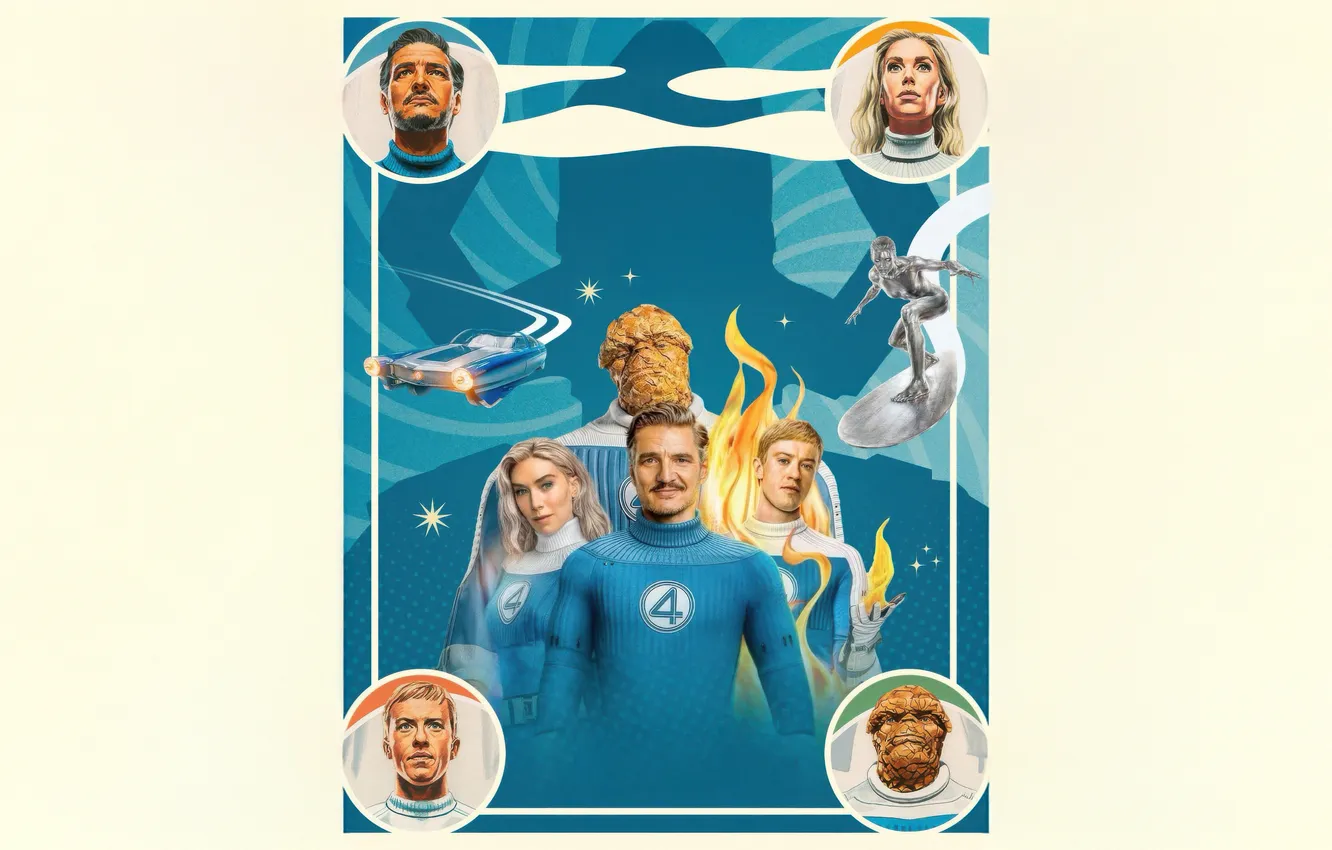 Photo wallpaper background, portrait, costume, poster, characters, Marvel, comic, Fantastic four