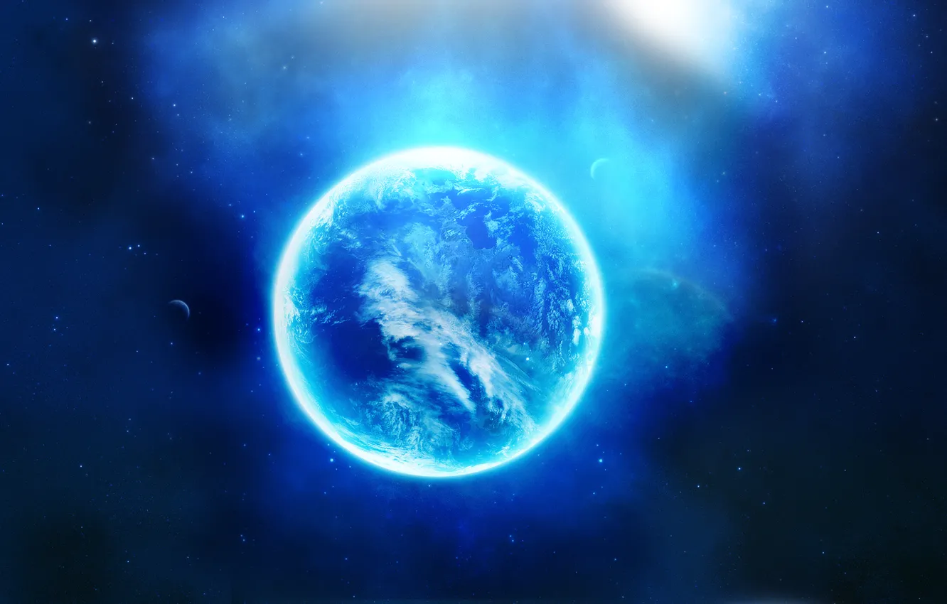 Photo wallpaper stars, clouds, nebula, planet, glow, Space, hdr, space