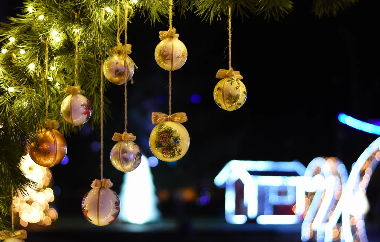 Photo wallpaper balls, balls, new year, Christmas