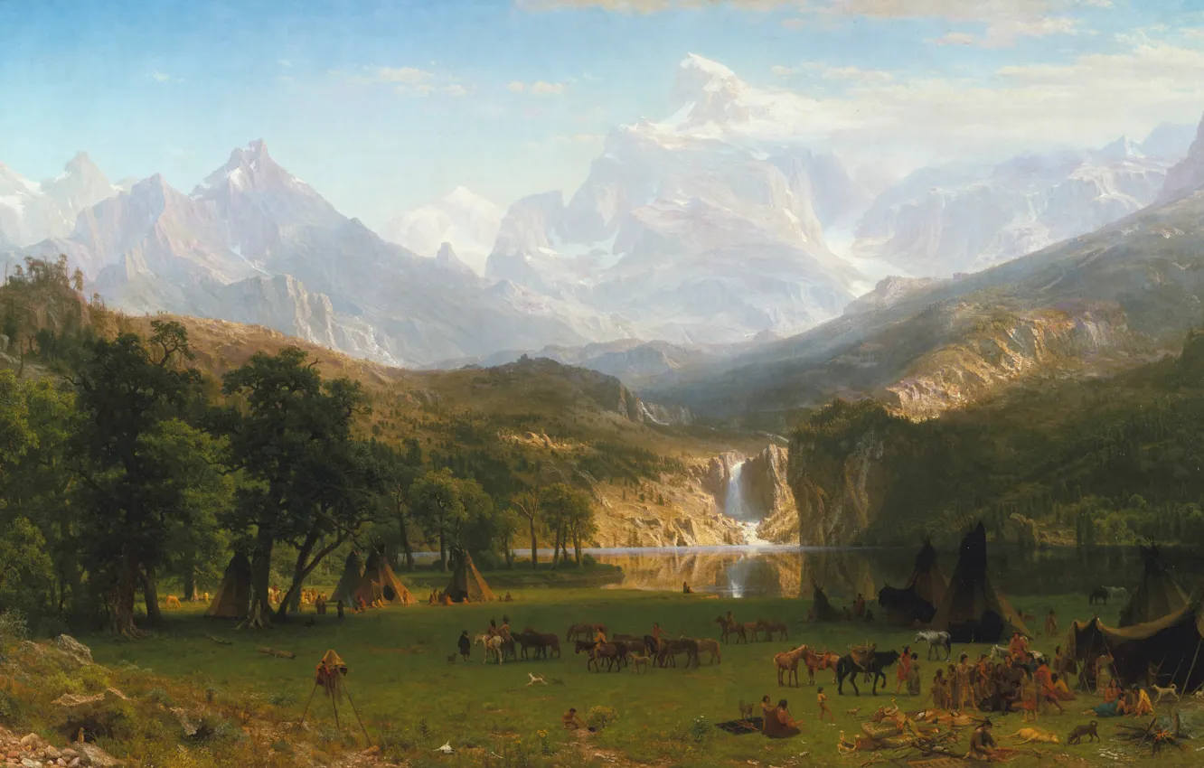 Photo wallpaper picture, painting, painting, Albert Bierstadt, Lander's Peak, The Rocky Mountains