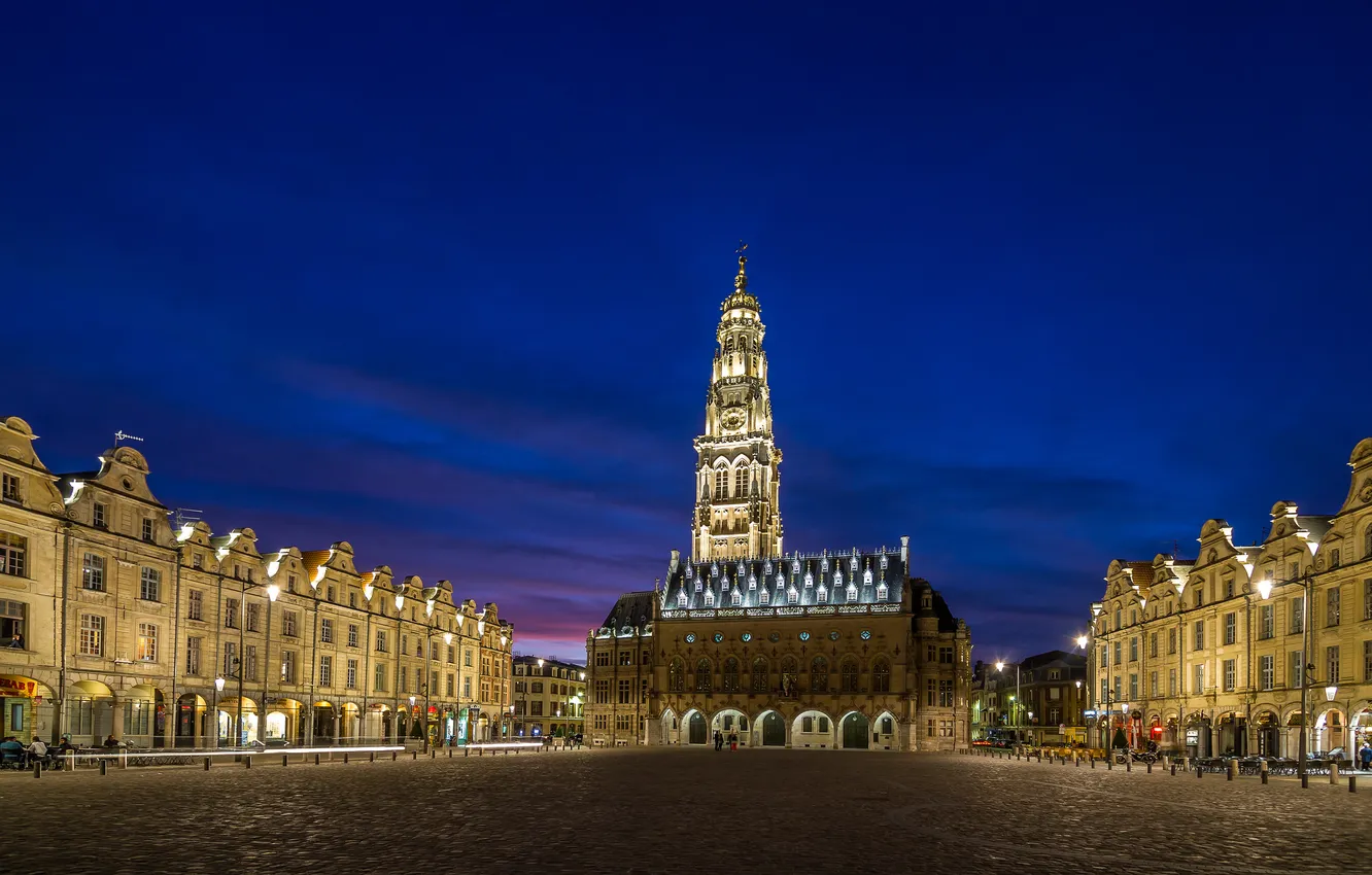 Photo wallpaper the sky, night, blue, the city, lights, France, lighting, backlight