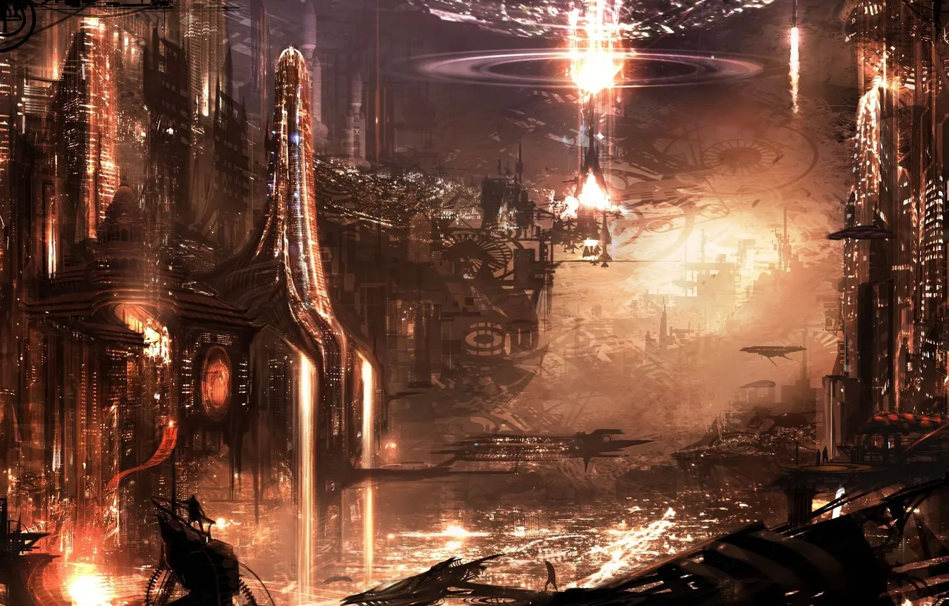 Photo wallpaper light, the city, future