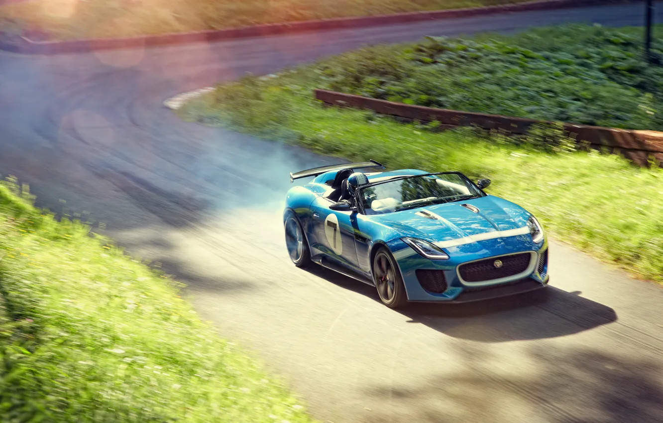 Photo wallpaper road, auto, Concept, Jaguar, supercar, beautiful, the front, Project 7