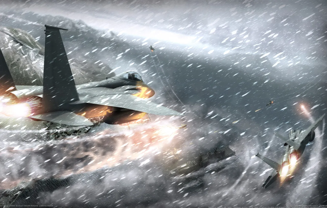 Photo wallpaper winter, snow, the plane, tom clancys hawx