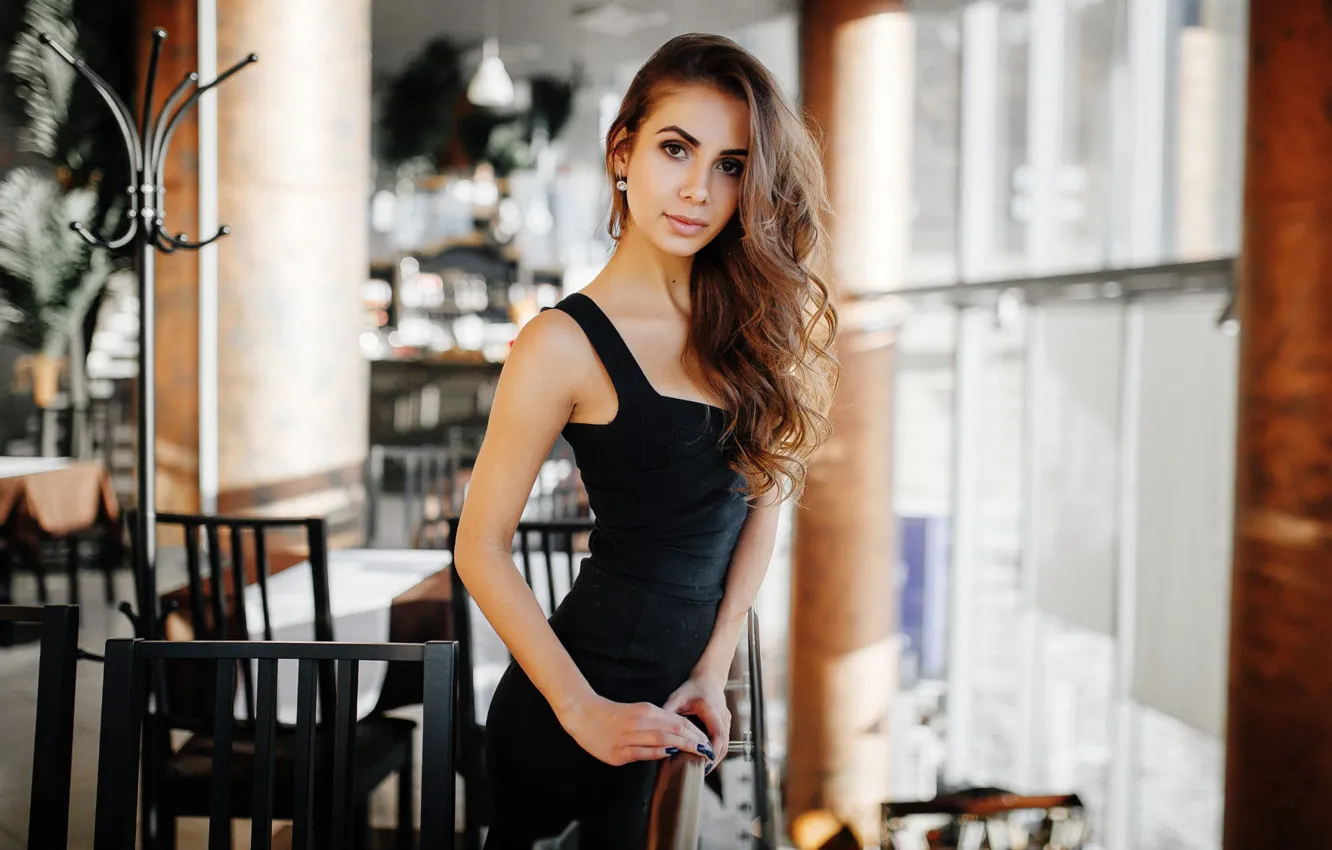 Photo wallpaper girl, figure, slim, dress, hairstyle, brown hair, Kate, in black