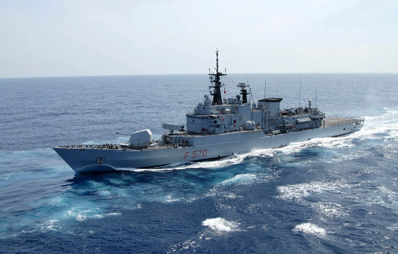 Photo wallpaper wave, the sky, ship, Navy, combat, clean, full course