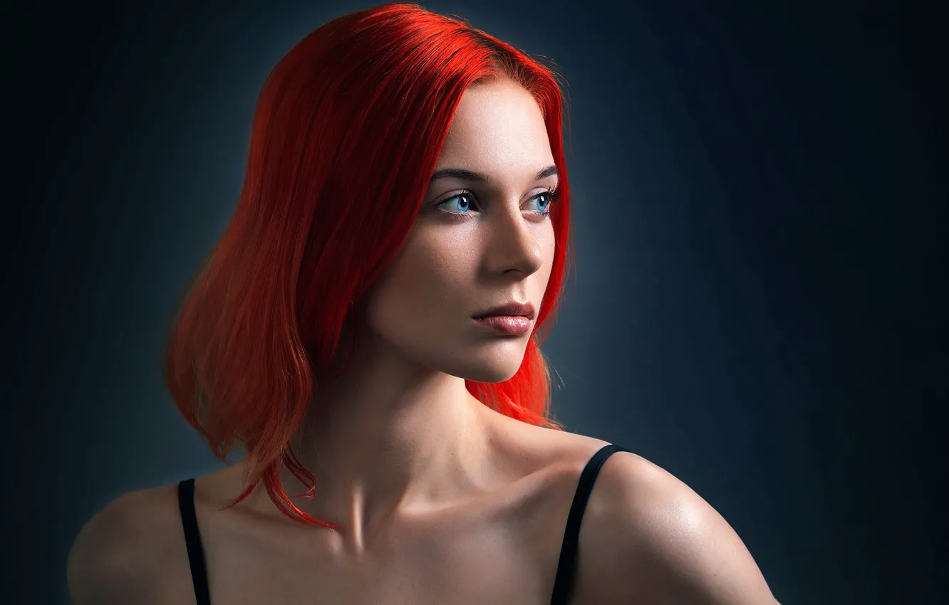 Photo wallpaper the beauty, redhead, blue-eyed