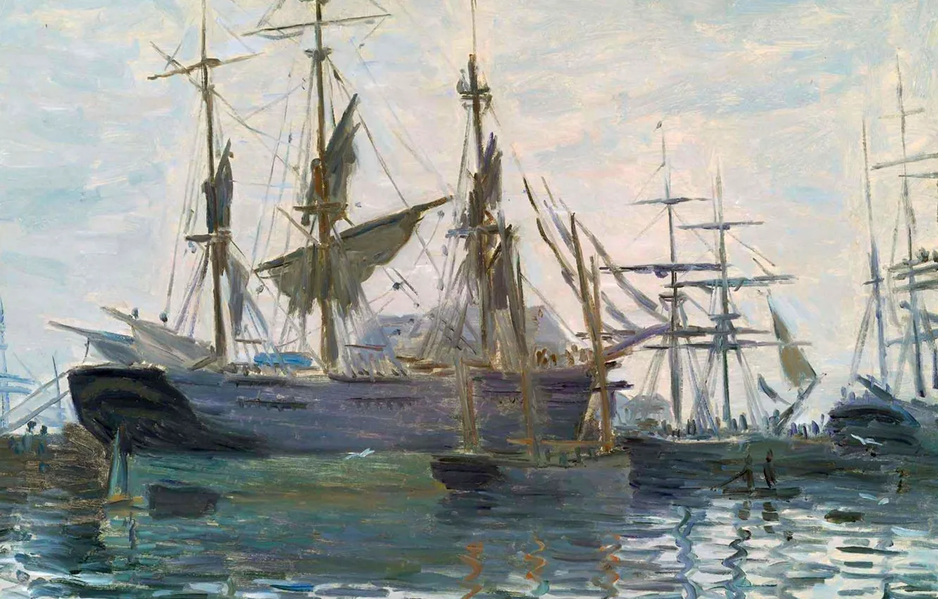Photo wallpaper picture, seascape, Claude Monet, Ships in Port