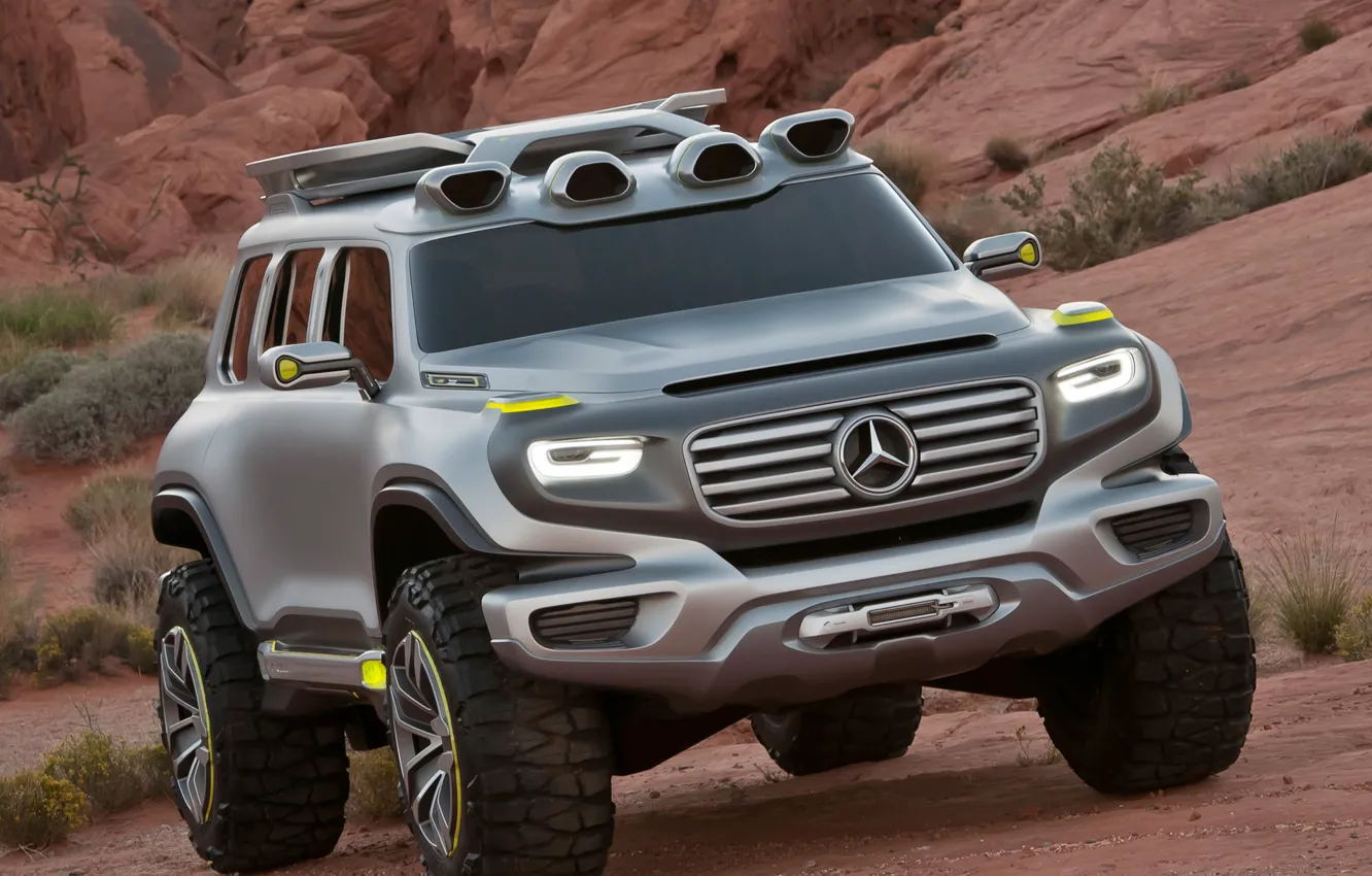 Photo wallpaper auto, mountains, machine, desert, jeep, SUV, the concept, Mercedes