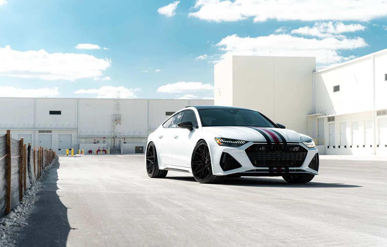 Photo wallpaper Audi, Sky, Predator, White, Sport, Cloud, VAG, RS7