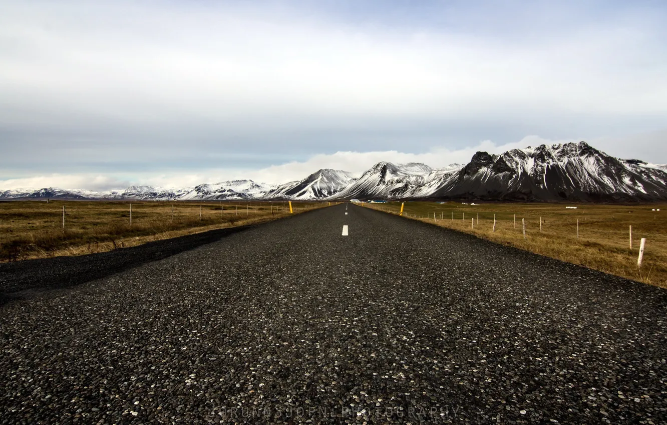 Photo wallpaper road, landscape, mountains