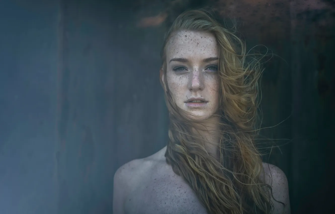 Photo wallpaper portrait, freckles, the beauty, Martin Van der Veen