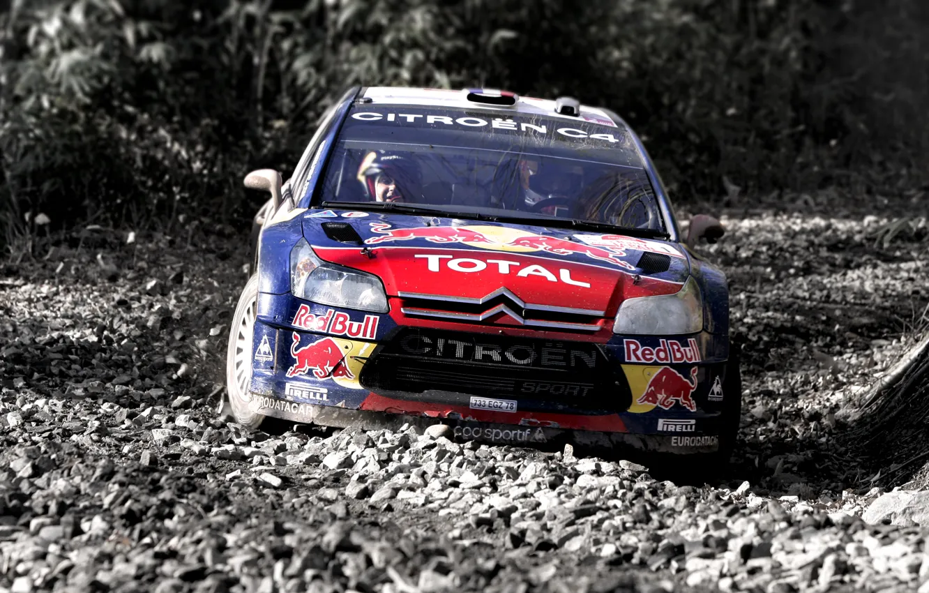 Photo wallpaper Auto, Sport, Machine, Stones, Turn, Skid, Citroen, Gravel