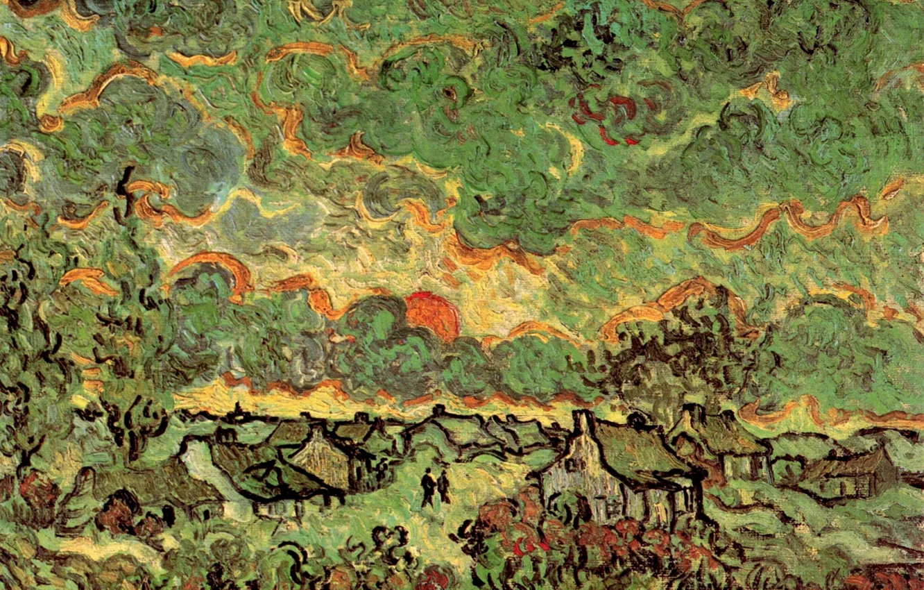 Photo wallpaper Vincent van Gogh, Saint Remy, Reminiscence of the North, Cottages and Cypresses