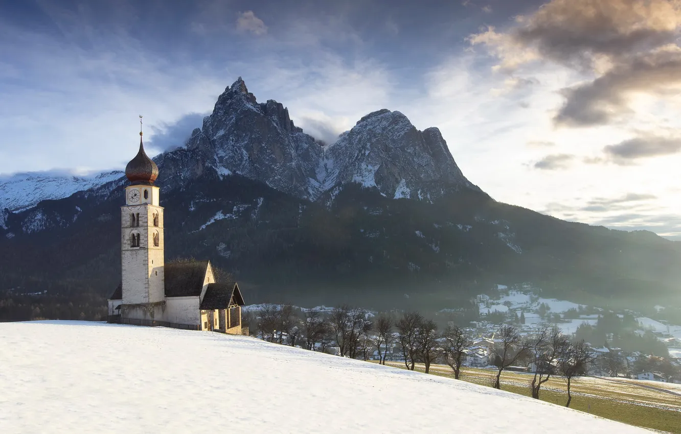 Photo wallpaper church, Dolomites, The church of St. Valentine